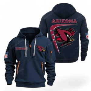 Urban Streetwear Hoodie, Half-Zip with Exclusive Logo NFL061 - Navy