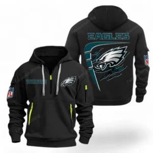 Performance Hoodie Half Zipper, Fan Edition Logo NFL061 - Black