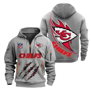 Everyday Hoodie Half Zipper, Athletic-Inspired Logo NFL081 - Gray