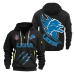 Street-Style Hoodie Half Zipper, Modern Sports Logo NFL081 - Black