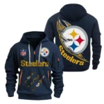 Everyday Hoodie Half Zipper, Athletic-Inspired Logo NFL081 - Navy
