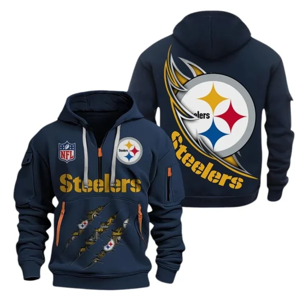 Everyday Hoodie Half Zipper, Athletic-Inspired Logo NFL081 - Navy