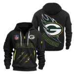Outdoor Half-Zip Hoodie, Team Spirit Logo Design NFL081 - Black