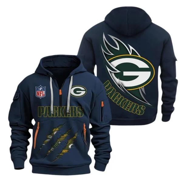Training Hoodie Half Zipper, Fan-Friendly Logo Design NFL081 - Navy