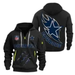 Fan Gift Hoodie Half Zipper, Sports-Inspired Logo Design NFL081 - Black