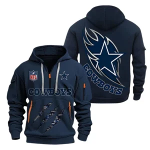 Urban Streetwear Hoodie, Half-Zip with Exclusive Logo NFL081 - Navy