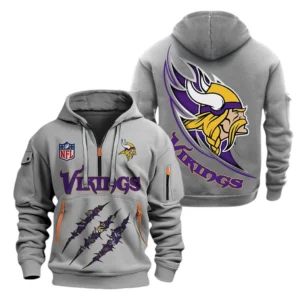 Everyday Hoodie Half Zipper, Athletic-Inspired Logo NFL081 - Gray