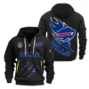 Casual Sports Hoodie Half Zipper, Modern Logo Detail Printing NFL081 - Black