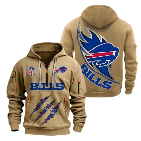 Performance Hoodie Half Zipper, Fan Edition Logo NFL081 - Khaki