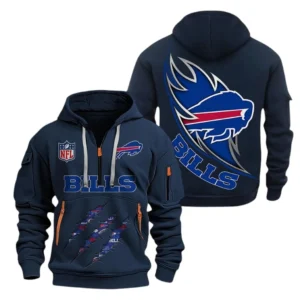 Everyday Hoodie Half Zipper, Athletic-Inspired Logo NFL081 - Navy