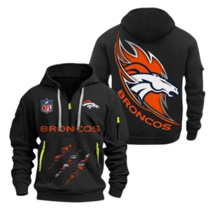Outdoor Half-Zip Hoodie, Team Spirit Logo Design NFL081 - Black