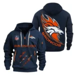 Training Hoodie Half Zipper, Fan-Friendly Logo Design NFL081 - Navy