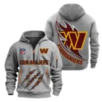 Athletic Half-Zip Hoodie, Team-Style Logo Print Hoodie Gift For Football Fans NFL081 - Gray