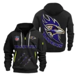 Performance Hoodie Half Zipper, Fan Edition Logo NFL081 - Black