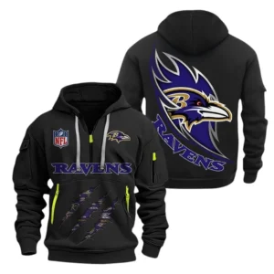 Performance Hoodie Half Zipper, Fan Edition Logo NFL081 - Black