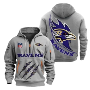Everyday Hoodie Half Zipper, Athletic-Inspired Logo NFL081 - Gray