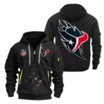 Street-Style Hoodie Half Zipper, Modern Sports Logo NFL081 - Black