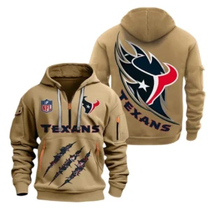 Fan Gift Hoodie Half Zipper, Sports-Inspired Logo Design NFL081 - Khaki