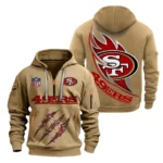 Performance Hoodie Half Zipper, Fan Edition Logo NFL081 - Khaki