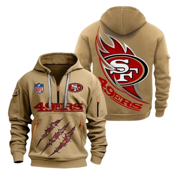 Performance Hoodie Half Zipper, Fan Edition Logo NFL081 - Khaki