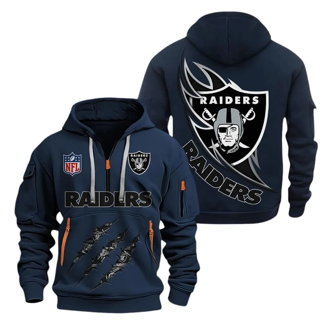 Training Hoodie Half Zipper, Fan-Friendly Logo Design NFL081 - Navy