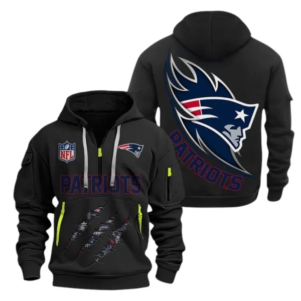 Fan Gift Hoodie Half Zipper, Sports-Inspired Logo Design NFL081 - Black