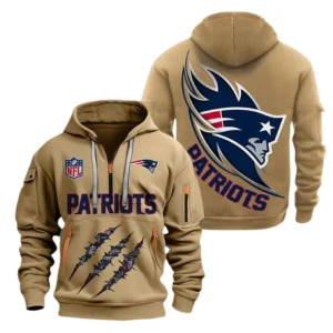Casual Sports Hoodie Half Zipper, Modern Logo Detail Printing NFL081 - Khaki