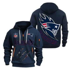Urban Streetwear Hoodie, Half-Zip with Exclusive Logo NFL081 - Navy