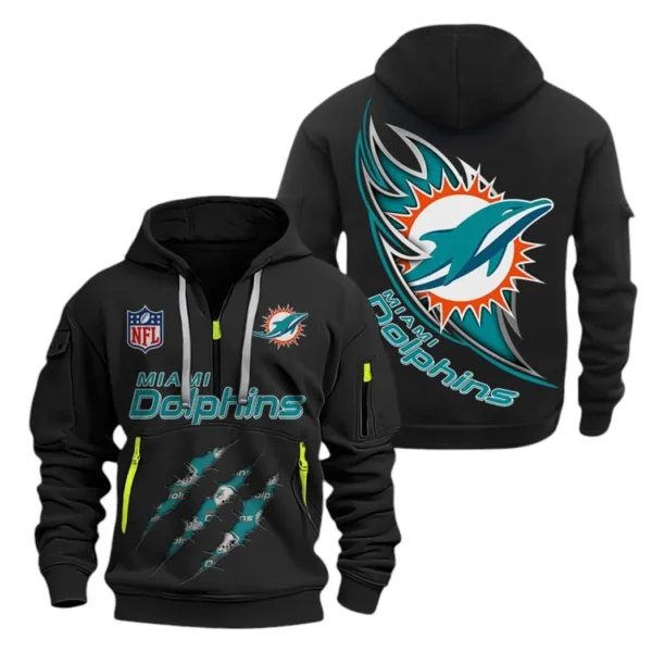 Performance Hoodie Half Zipper, Fan Edition Logo NFL081 - Black
