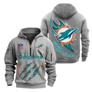 Everyday Hoodie Half Zipper, Athletic-Inspired Logo NFL081 - Gray
