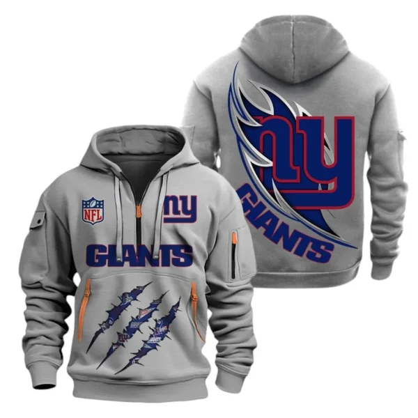 Training Hoodie Half Zipper, Fan-Friendly Logo Design NFL081 - Gray