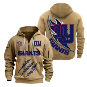 Fan Gift Hoodie Half Zipper, Sports-Inspired Logo Design NFL081 - Khaki
