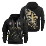 Outdoor Half-Zip Hoodie, Team Spirit Logo Design NFL081 - Black