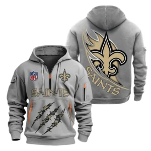 Lightweight Sports Hoodie Half Zipper, Unique Logo Print NFL081 - Gray