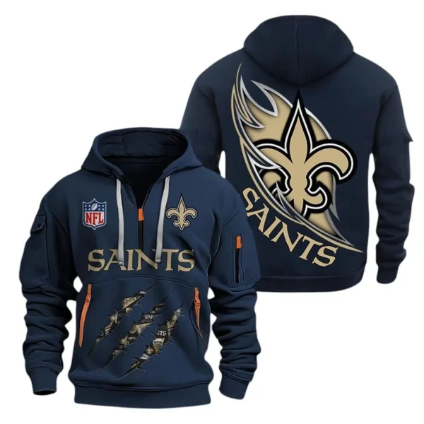 Training Hoodie Half Zipper, Fan-Friendly Logo Design NFL081 - Navy