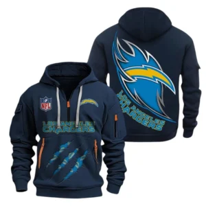 Urban Streetwear Hoodie, Half-Zip with Exclusive Logo NFL081 - Navy