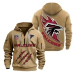 Outdoor Half-Zip Hoodie, Team Spirit Logo Design NFL081 - Khaki