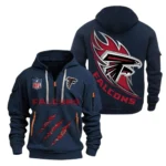 Lightweight Sports Hoodie Half Zipper, Unique Logo Print NFL081 - Navy