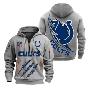 Training Hoodie Half Zipper, Fan-Friendly Logo Design NFL081 - Gray