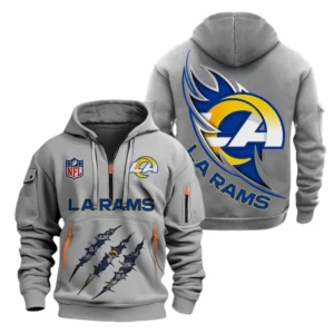 Urban Streetwear Hoodie, Half-Zip with Exclusive Logo NFL081 - Gray
