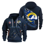 Everyday Hoodie Half Zipper, Athletic-Inspired Logo NFL081 - Navy