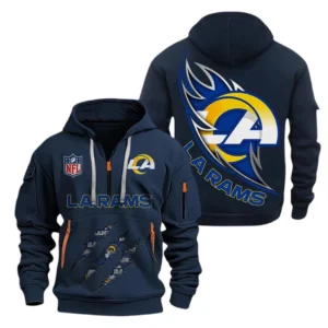 Everyday Hoodie Half Zipper, Athletic-Inspired Logo NFL081 - Navy