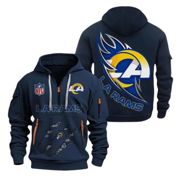 Everyday Hoodie Half Zipper, Athletic-Inspired Logo NFL081 - Navy