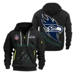 Outdoor Half-Zip Hoodie, Team Spirit Logo Design NFL081 - Black
