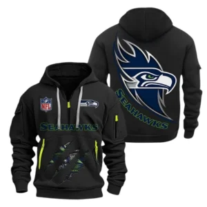 Outdoor Half-Zip Hoodie, Team Spirit Logo Design NFL081 - Black