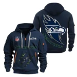 Training Hoodie Half Zipper, Fan-Friendly Logo Design NFL081 - Navy