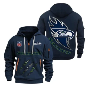 Training Hoodie Half Zipper, Fan-Friendly Logo Design NFL081 - Navy