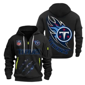 Fan Gift Hoodie Half Zipper, Sports-Inspired Logo Design NFL081 - Black