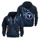 Urban Streetwear Hoodie, Half-Zip with Exclusive Logo NFL081 - Navy