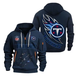 Urban Streetwear Hoodie, Half-Zip with Exclusive Logo NFL081 - Navy